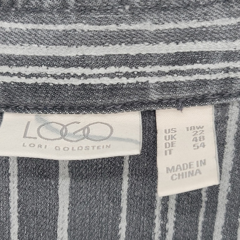 LOGO Lori Goldstein Womens 18W Jacket Denim Gray Stripe Lagenlook Layering Plus - Picture 4 of 5